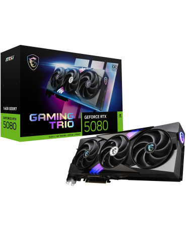Graphics Card, MSI, NVIDIA GeForce RTX 5080, 16 GB, GDDR7, 256 bit, PCIE 5.0 16x, Dual Slot Fansink, 1xHDMI, 3xDisplayPort, RTX