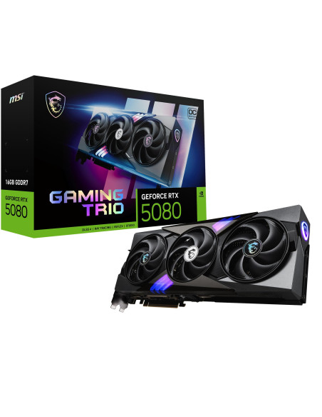 Graphics Card, MSI, NVIDIA GeForce RTX 5080, 16 GB, GDDR7, 256 bit, PCIE 5.0 16x, Dual Slot Fansink, 1xHDMI, 3xDisplayPort, RTX