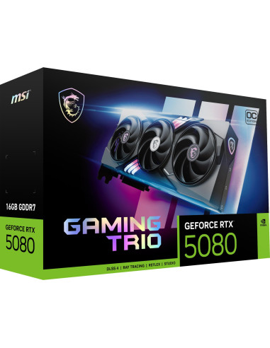 Graphics Card, MSI, NVIDIA GeForce RTX 5080, 16 GB, GDDR7, 256 bit, PCIE 5.0 16x, Dual Slot Fansink, 1xHDMI, 3xDisplayPort, RTX
