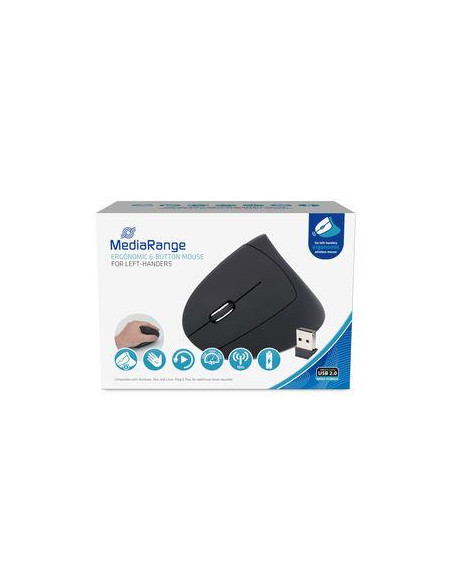 MOUSE USB OPTICAL WRL 6-BUTTON/LEFT BLACK MROS233 MEDIARANGE