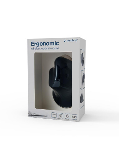 MOUSE USB OPTICAL WRL BLACK/ERGONOMIC MUSW-ERGO-03 GEMBIRD