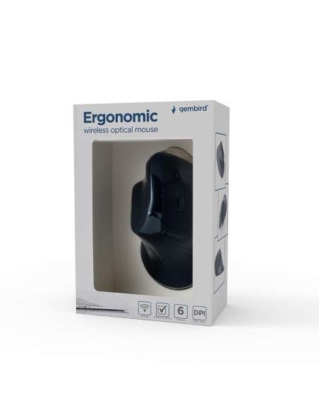MOUSE USB OPTICAL WRL BLACK/ERGONOMIC MUSW-ERGO-03 GEMBIRD