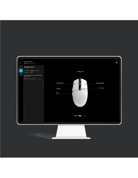 MOUSE USB OPTICAL G203/WHITE 910-005797 LOGITECH