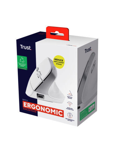 MOUSE USB OPTICAL WRL BAYO II/ERGO WHT 25398 TRUST
