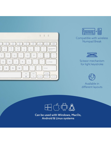 KEYBOARD WRL COMPACT BREAK/WHITE RGOCOUSWLWH R-GO TOOLS