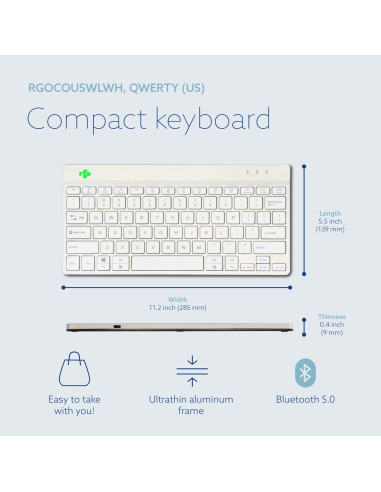 KEYBOARD WRL COMPACT BREAK/WHITE RGOCOUSWLWH R-GO TOOLS