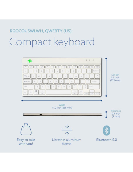 KEYBOARD WRL COMPACT BREAK/WHITE RGOCOUSWLWH R-GO TOOLS