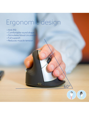 MOUSE USB OPTICAL WRL/L. BLK RGOHELELAWL R-GO TOOLS
