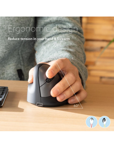 MOUSE USB OPTICAL WRL/LEFT BLACK RGOHEWLL R-GO TOOLS