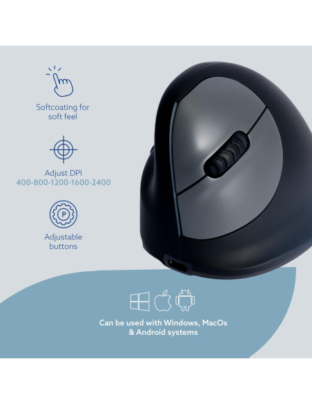 MOUSE USB OPTICAL WRL/LEFT BLACK RGOHEWLL R-GO TOOLS