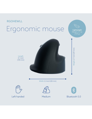 MOUSE USB OPTICAL WRL/LEFT BLACK RGOHEWLL R-GO TOOLS