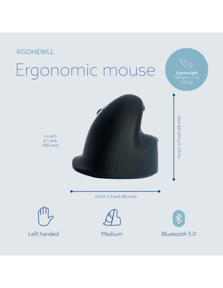 MOUSE USB OPTICAL WRL/LEFT BLACK RGOHEWLL R-GO TOOLS