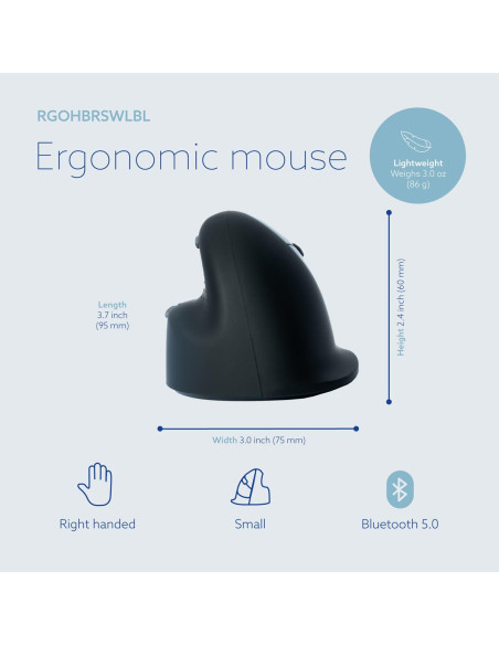 MOUSE USB OPTICAL BREAK/BLACK RGOHBRSWLBL R-GO TOOLS