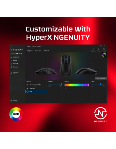 MOUSE USB OPTICAL PULSEFIRE/HASTE 2 BLACK HYPERX