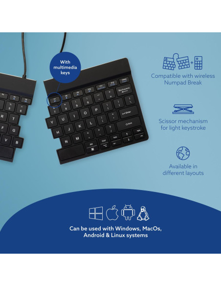 KEYBOARD WRL COMPACT BREAK/BLACK RGOSBUSWLBL R-GO TOOLS