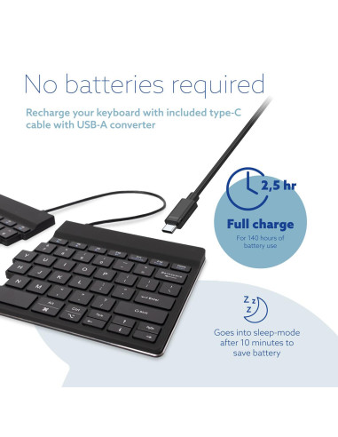 KEYBOARD WRL COMPACT BREAK/BLACK RGOSBUSWLBL R-GO TOOLS
