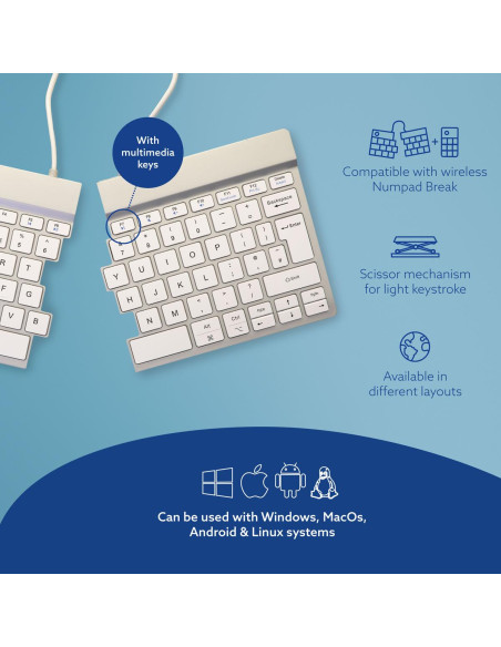 KEYBOARD WRL SPLIT BREAK/WHITE RGOSBUKWLWH R-GO TOOLS