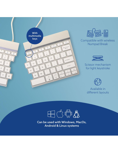 KEYBOARD WRL COMPACT BREAK/WHITE RGOSBUSWLWH R-GO TOOLS