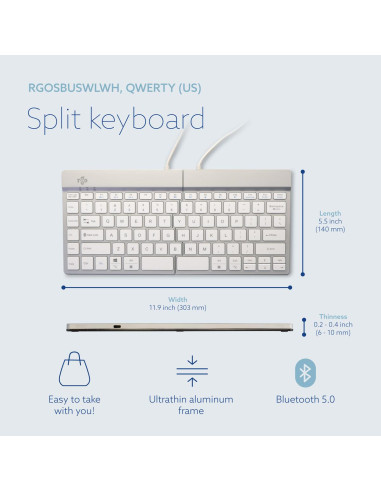 KEYBOARD WRL COMPACT BREAK/WHITE RGOSBUSWLWH R-GO TOOLS