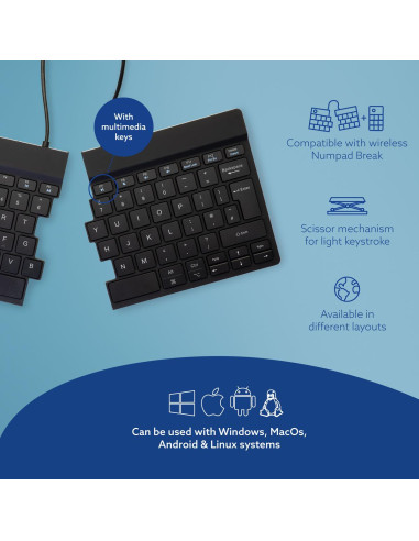 KEYBOARD WRL COMPACT BREAK/BLACK RGOSBUKWLBL R-GO TOOLS