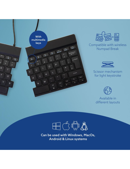KEYBOARD WRL COMPACT BREAK/BLACK RGOSBUKWLBL R-GO TOOLS