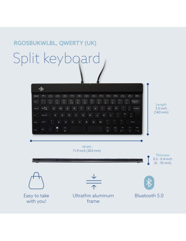 KEYBOARD WRL COMPACT BREAK/BLACK RGOSBUKWLBL R-GO TOOLS