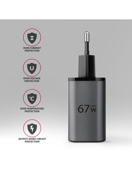 MOBILE CHARGER WALL USB 67W/GAN 2PORT ACU-PQ67D AXAGON