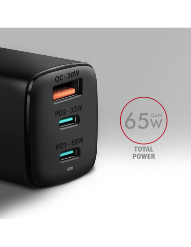 MOBILE CHARGER WALL USB 65W/GAN 3PORT ACU-DPQ65 AXAGON