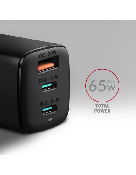MOBILE CHARGER WALL USB 65W/GAN 3PORT ACU-DPQ65 AXAGON