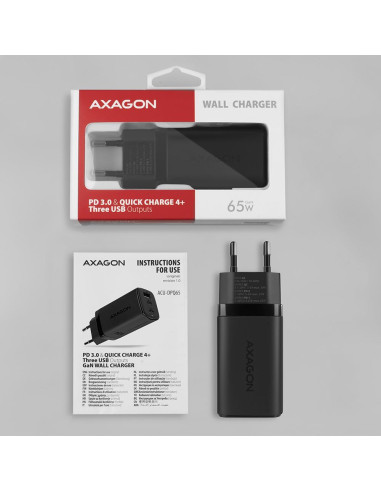 MOBILE CHARGER WALL USB 65W/GAN 3PORT ACU-DPQ65 AXAGON