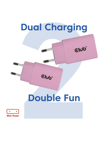 MOBILE CHARGER WALL USB-C/2PACK 30W PINK CAC-3021 CLUB3D