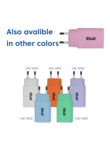 MOBILE CHARGER WALL USB-C/2PACK 30W PINK CAC-3021 CLUB3D
