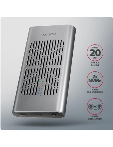 SSD ACC ENCLOSURE M.2 NVME/USB-C EEM2-20GD AXAGON