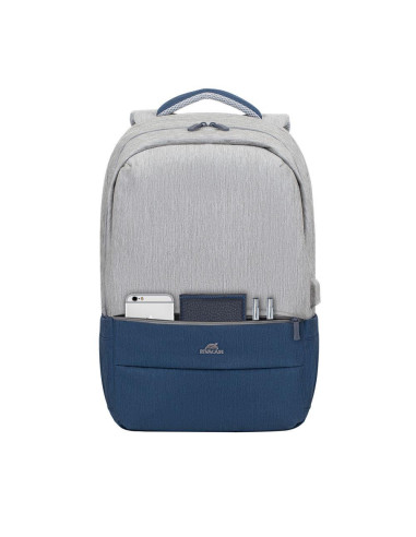 NB BACKPACK ANTI-THEFT 17.3"/7567 GREY/DARK BLUE RIVACASE