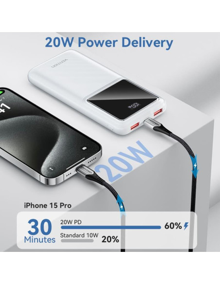 POWER BANK USB 10000MAH 22.5W/BLACK FHKB0 VENTION