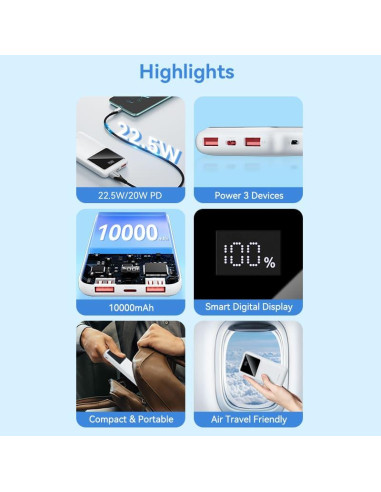 POWER BANK USB 10000MAH 22.5W/USB WHITE FHKW0 VENTION