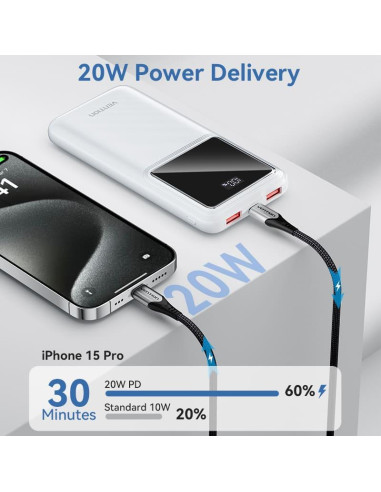 POWER BANK USB 10000MAH 22.5W/USB WHITE FHKW0 VENTION