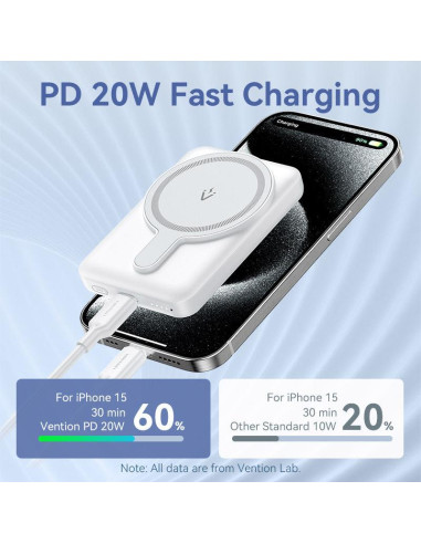 POWER BANK WRL 5000MAH 20W/MAGNETIC BLACK FHSB0 VENTION