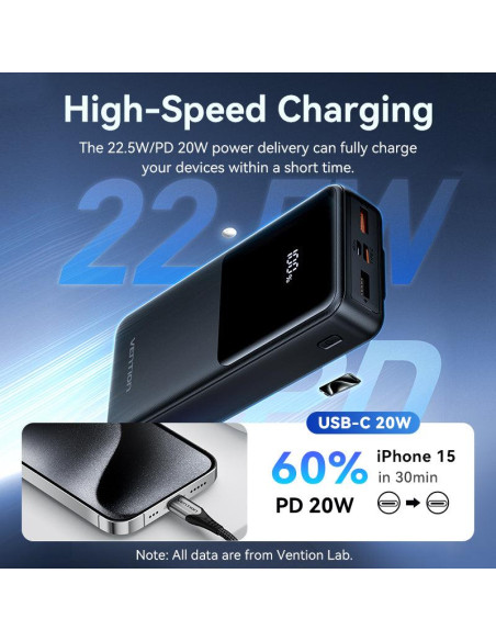 POWER BANK USB 20000MAH 22.5W/BLACK FHPB0 VENTION