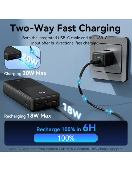 POWER BANK USB 20000MAH 22.5W/BLACK FHPB0 VENTION