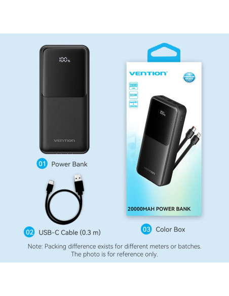 POWER BANK USB 20000MAH 22.5W/BLACK FHPB0 VENTION