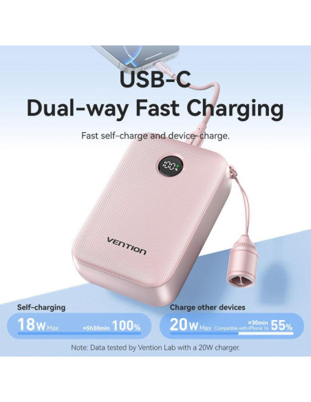 POWER BANK USB 20000MAH 22.5W/PINK FKBP0-C VENTION