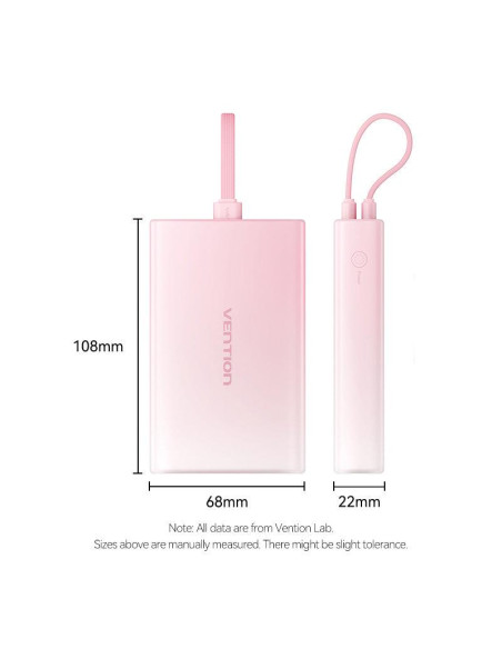 POWER BANK USB 10000MAH 22.5W/PINK FHZP0 VENTION