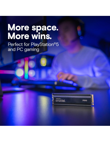 SSD, CRUCIAL, P510, 1TB, M.2, PCIe Gen5, NVMe, TLC, Write speed 9500 MBytes/sec, Read speed 11000 MBytes/sec, TBW 600 TB, CT100