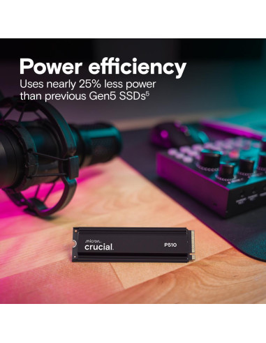 SSD, CRUCIAL, P510, 1TB, M.2, PCIe Gen5, NVMe, TLC, Write speed 9500 MBytes/sec, Read speed 11000 MBytes/sec, TBW 600 TB, CT100