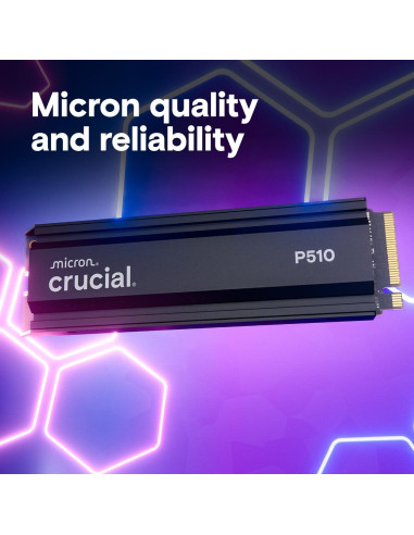 SSD, CRUCIAL, P510, 1TB, M.2, PCIe Gen5, NVMe, TLC, Write speed 9500 MBytes/sec, Read speed 11000 MBytes/sec, TBW 600 TB, CT100