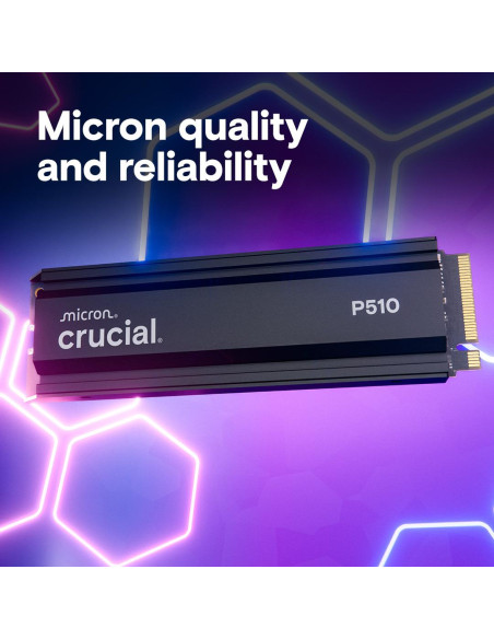 SSD, CRUCIAL, P510, 1TB, M.2, PCIe Gen5, NVMe, TLC, Write speed 9500 MBytes/sec, Read speed 11000 MBytes/sec, TBW 600 TB, CT100
