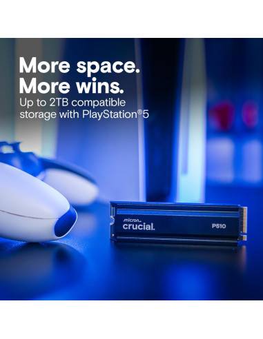 SSD, CRUCIAL, P510, 1TB, M.2, PCIe Gen5, NVMe, TLC, Write speed 9500 MBytes/sec, Read speed 11000 MBytes/sec, TBW 600 TB, CT100
