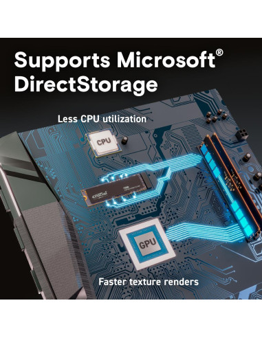 SSD, CRUCIAL, 600xTBW rating, Read speed 7300 MB/s, Write speed 6800 MB/s, NVMe Yes, PCI Express 4.0, M.2, 1000 GB, Crucial T50