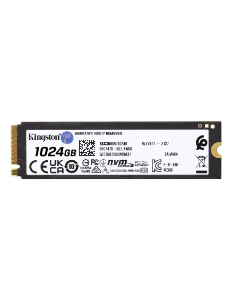 SSD, KINGSTON, KC3000, 1TB, M.2, NVMe, 3D TLC, Write speed 6000 MBytes/sec, Read speed 7000 MBytes/sec, TBW 800 TB, MTBF 180000